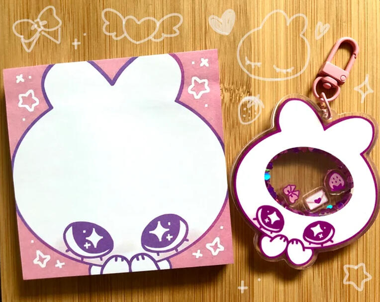 Love Bunny Memo Pads &amp; Shaker Charm